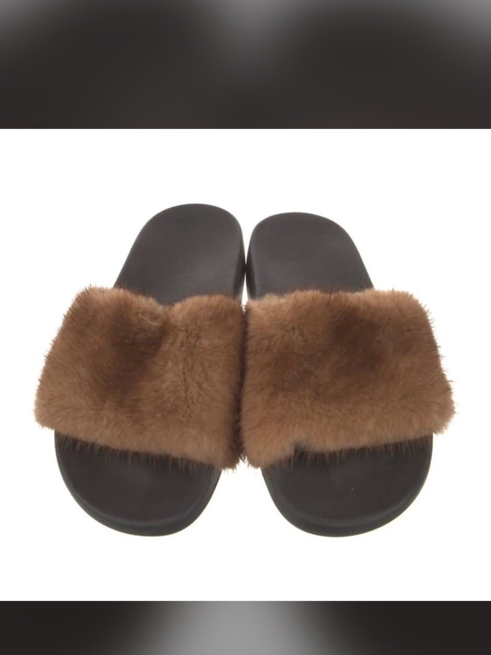 Givenchy Brown Faux Fur Slide Sandals
